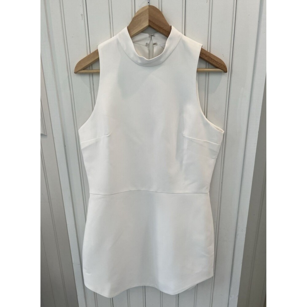 NWT Amanda Uprichard Sz L White Mini Dress Bride Bachelorette Shower Minimalist